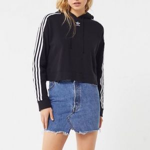 Adidas three stripe cropped hoodie